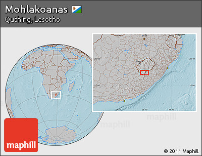 Gray Location Map of Mohlakoanas, hill shading