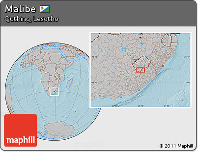 Gray Location Map of Malibe, hill shading
