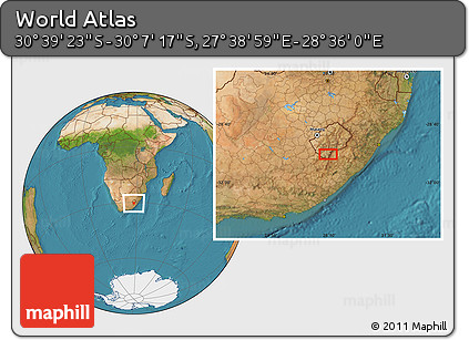 Satellite Location Map of the Area around 30° 23' 20" S, 28° 7' 30" E