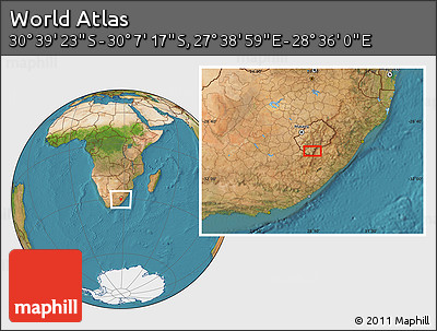 Satellite Location Map of the Area around 30° 23' 20" S, 28° 7' 30" E
