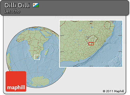 Savanna Style Location Map of Dilli Dilli, hill shading