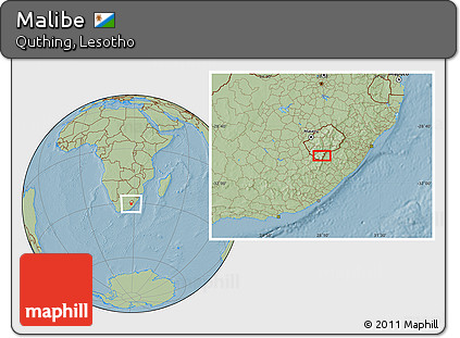 Savanna Style Location Map of Malibe, hill shading