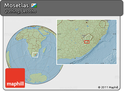Savanna Style Location Map of Mosetlas, hill shading
