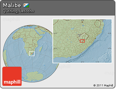 Savanna Style Location Map of Malibe, hill shading