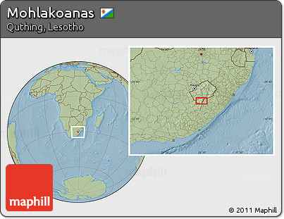Savanna Style Location Map of Mohlakoanas, hill shading