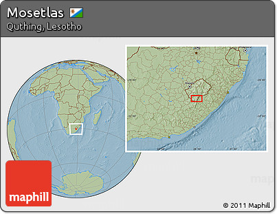 Savanna Style Location Map of Mosetlas, hill shading