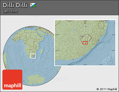 Savanna Style Location Map of Dilli Dilli, hill shading