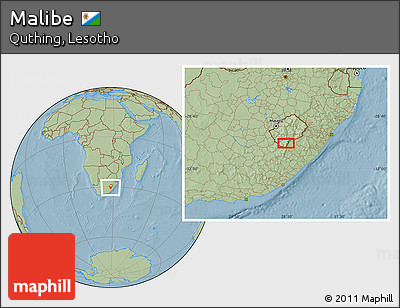 Savanna Style Location Map of Malibe, hill shading