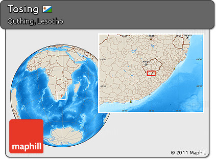 Shaded Relief Location Map of Tosing