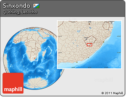 Shaded Relief Location Map of Sinxondo