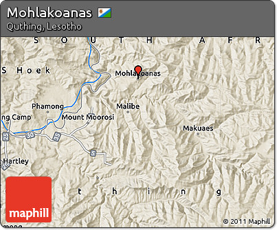 Shaded Relief Map of Mohlakoanas