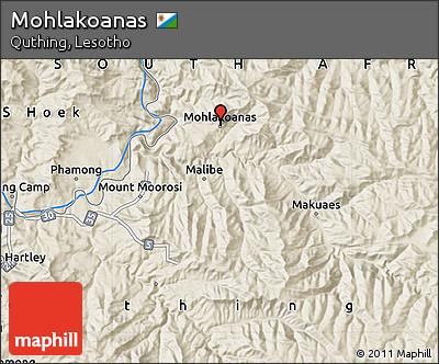 Shaded Relief Map of Mohlakoanas