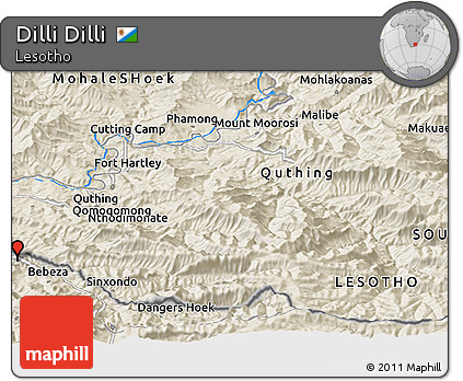 Shaded Relief Panoramic Map of Dilli Dilli