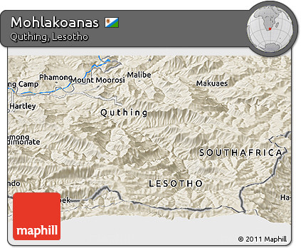 Shaded Relief Panoramic Map of Mohlakoanas