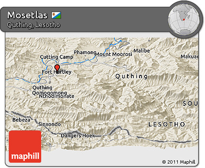 Shaded Relief Panoramic Map of Mosetlas