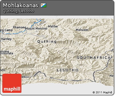 Shaded Relief Panoramic Map of Mohlakoanas