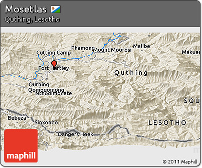Shaded Relief Panoramic Map of Mosetlas