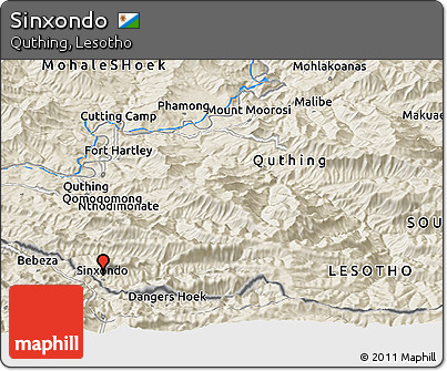 Shaded Relief Panoramic Map of Sinxondo