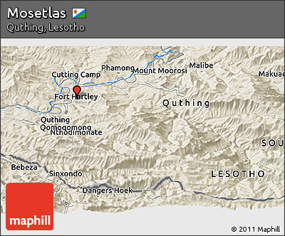Shaded Relief Panoramic Map of Mosetlas