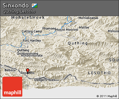 Shaded Relief Panoramic Map of Sinxondo