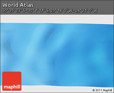 Physical 3D Map of the Area around 30° 23' 20" S, 28° 49' 30" W