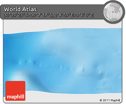 Physical 3D Map of the Area around 30° 23' 20" S, 2° 37' 30" E