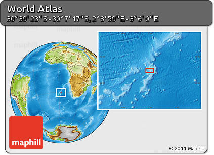 Physical Location Map of the Area around 30° 23' 20" S, 2° 37' 30" E