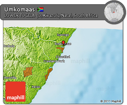 Physical 3D Map of Umkomaas