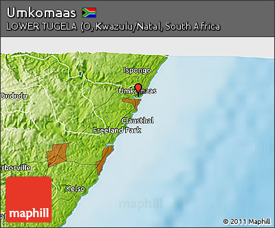 Physical 3D Map of Umkomaas