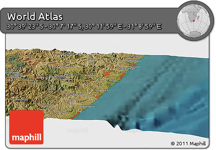 Satellite Panoramic Map of the Area around 30° 23' 20" S, 30° 40' 29" E