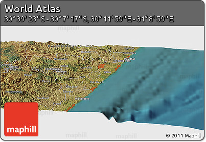 Satellite Panoramic Map of the Area around 30° 23' 20" S, 30° 40' 29" E