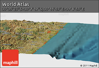 Satellite Panoramic Map of the Area around 30° 23' 20" S, 30° 40' 29" E