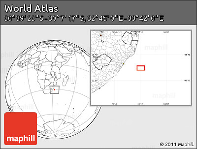 Blank Location Map of the Area around 30° 23' 20" S, 33° 13' 30" E