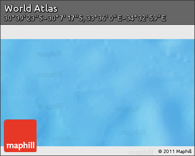 Shaded Relief 3D Map of the Area around 30° 23' 20" S, 34° 4' 30" E