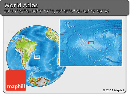Physical Location Map of the Area around 30° 23' 20" S, 34° 46' 29" W