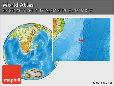Physical Location Map of the Area around 30° 23' 20" S, 36° 37' 30" E