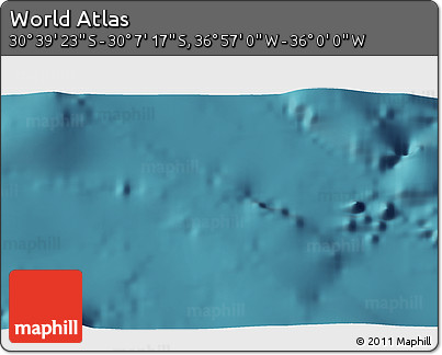 Satellite 3D Map of the Area around 30° 23' 20" S, 36° 28' 30" W