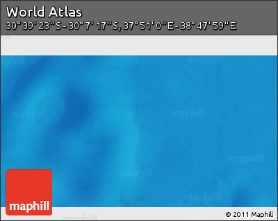 Shaded Relief 3D Map of the Area around 30° 23' 20" S, 38° 19' 30" E