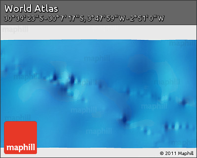 Physical 3D Map of the Area around 30° 23' 20" S, 3° 19' 30" W
