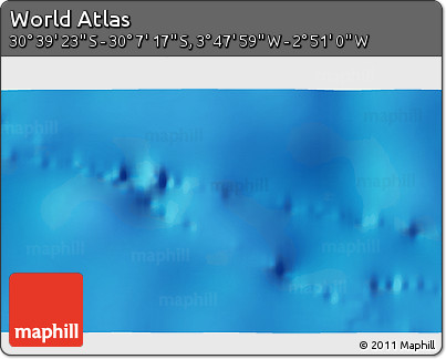 Physical 3D Map of the Area around 30° 23' 20" S, 3° 19' 30" W