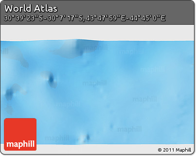 Shaded Relief 3D Map of the Area around 30° 23' 20" S, 44° 16' 29" E