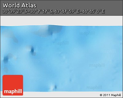 Shaded Relief 3D Map of the Area around 30° 23' 20" S, 44° 16' 29" E