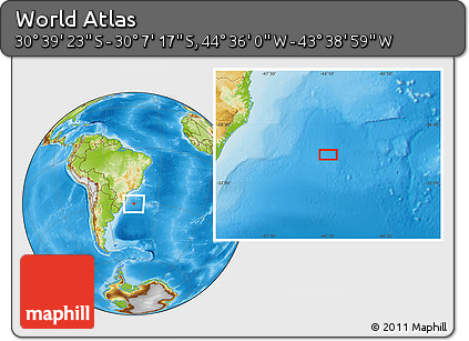 Physical Location Map of the Area around 30° 23' 20" S, 44° 7' 30" W