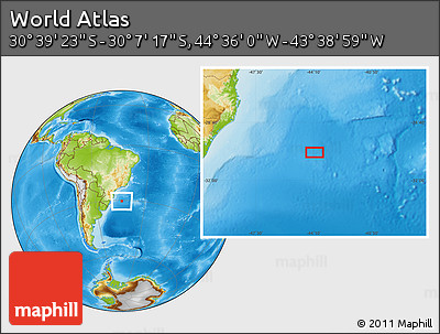 Physical Location Map of the Area around 30° 23' 20" S, 44° 7' 30" W