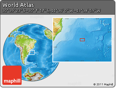 Physical Location Map of the Area around 30° 23' 20" S, 44° 7' 30" W