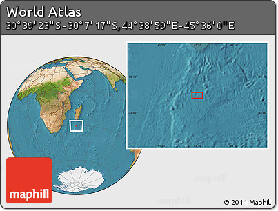 Satellite Location Map of the Area around 30° 23' 20" S, 45° 7' 30" E