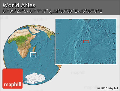 Satellite Location Map of the Area around 30° 23' 20" S, 45° 7' 30" E