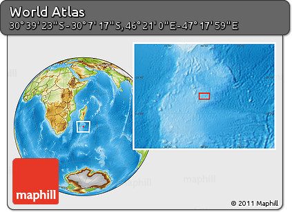 Physical Location Map of the Area around 30° 23' 20" S, 46° 49' 30" E