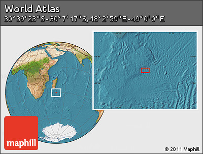 Satellite Location Map of the Area around 30° 23' 20" S, 48° 31' 29" E