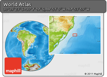 Physical Location Map of the Area around 30° 23' 20" S, 48° 22' 30" W